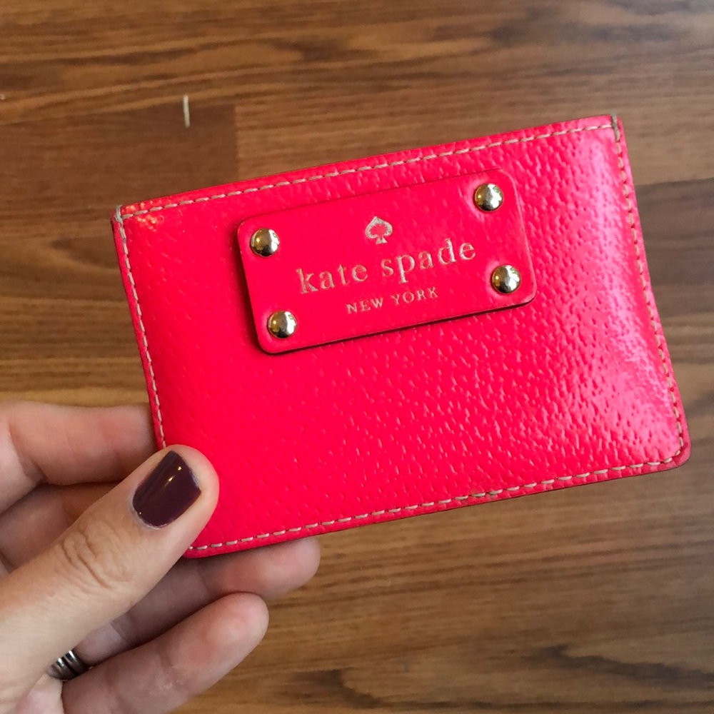 Bright Pink Leather Kate Spade Card Case